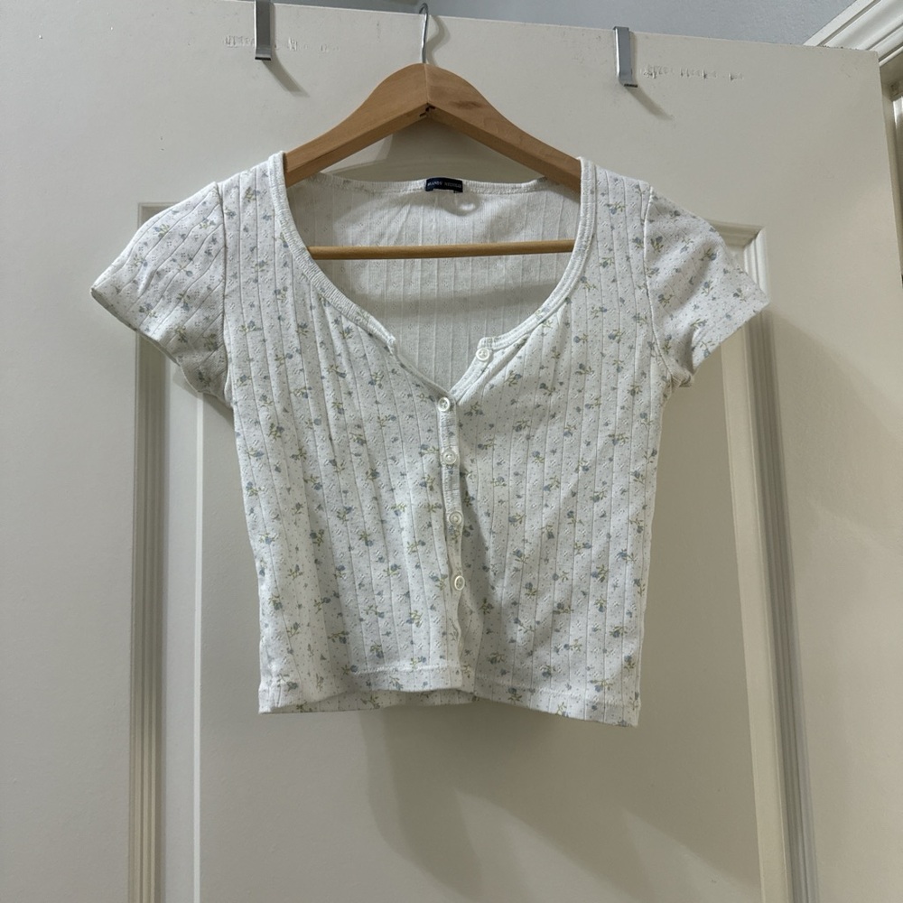 White Floral Button-Up Top